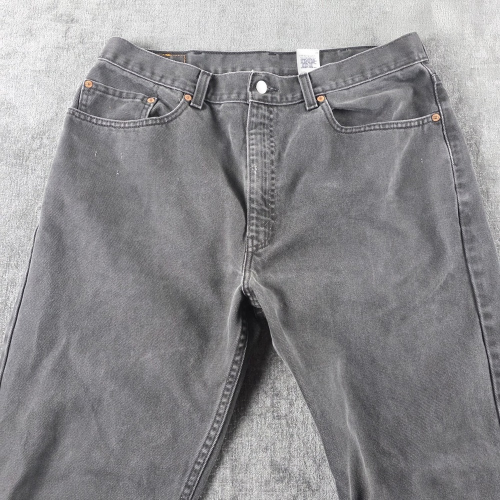 Vtg Y2K Levis 505 Jeans Mens 38x32 Black Regular Straight Grunge Skater Faded - Picture 9 of 12